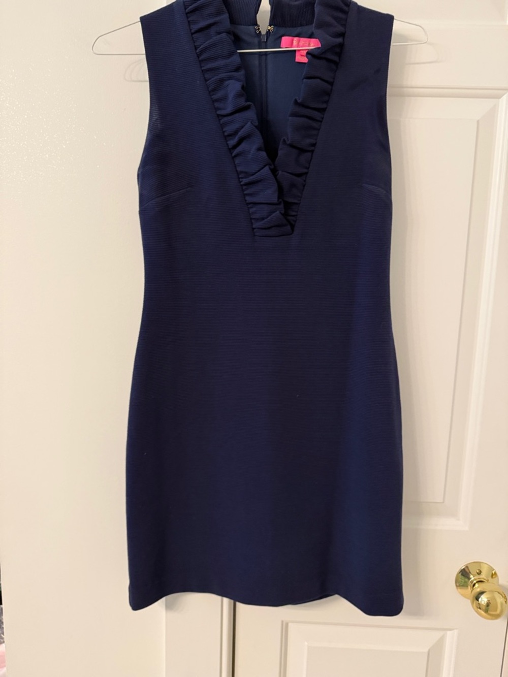 Lilly Pulitzer Navy Ruffle V-Neck Mini Dress